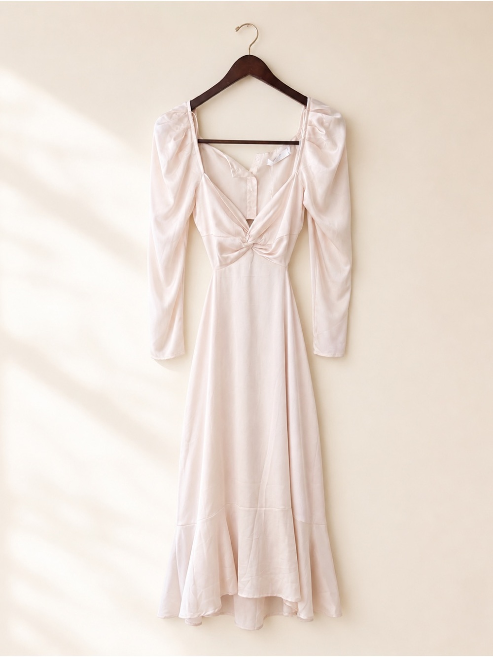ASTR The Label Lainie Cutout Midi Dress Ivory Long Sleeve Size S